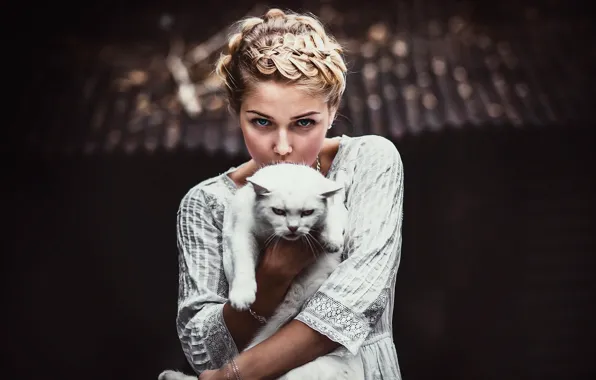 Picture cat, look, girl, Anton Nozdrevatyh