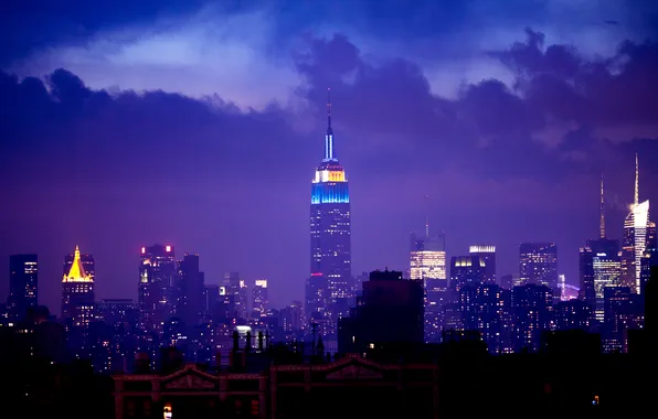 The sky, the city, the evening, skyscrapers