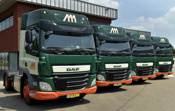 The sky, clouds, the building, Parking, DAF, DAF, Space Cab, 4x2