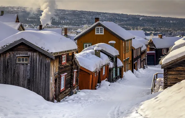 Picture winter, village, Norway