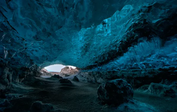 Picture ice, stones, cave, Iceland