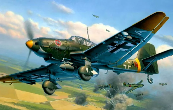 Picture figure, art, dive bomber, Junkers, Ju 87
