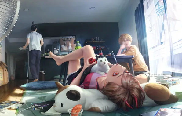 Cat, girl, the demon, guys, Power, EN-Suite, Chainsaw Man, Denji