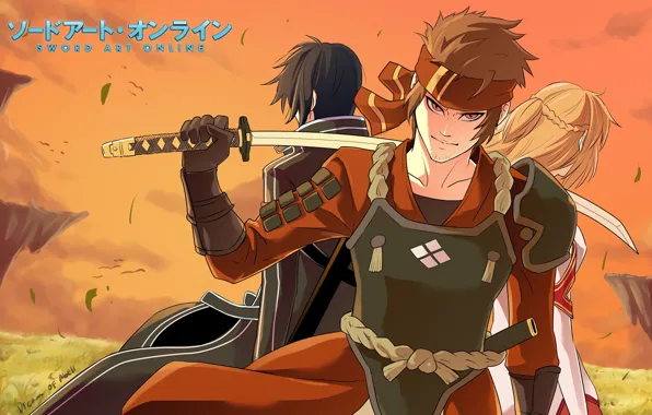 Anime, art, samurai, guy, Sword art online, Sword Art Online, Asuna, Kirito