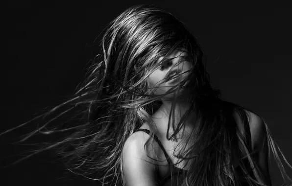 Hair, stroke, Christina, BW