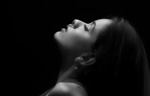 Girl, face, profile, neck