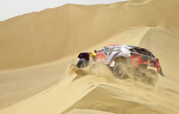 Sand, Auto, Sport, Machine, Speed, Peugeot, Lights, Red Bull