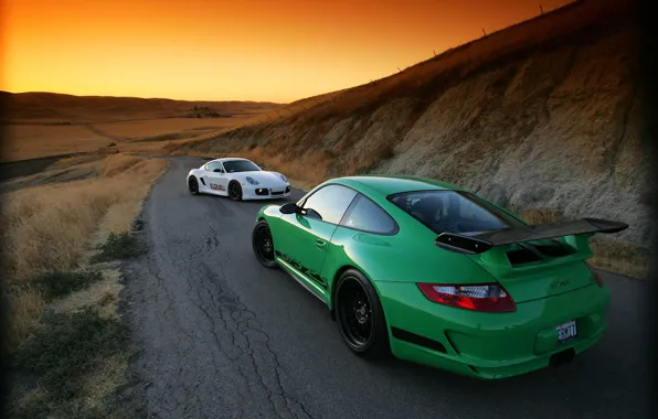Picture sunset, Porsche, GT-3