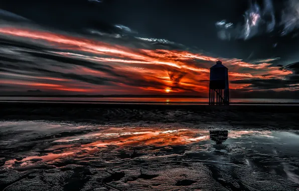 Sea, landscape, night