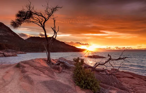 Picture sunset, Australia, Tasmania, Freycinet National Park
