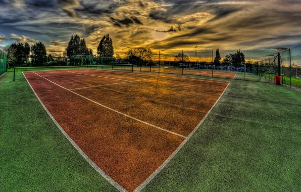 Sunset, sport, court