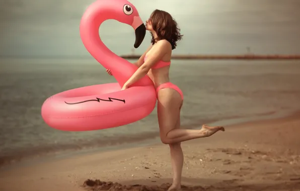Beach, water, girl, round, bikini, Laurent KC