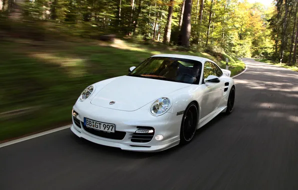 Picture road, speed, cars, auto, Porsche 911, wallpapers, Turbo