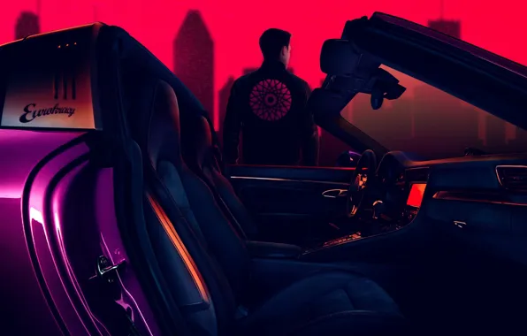 Auto, People, Machine, Salon, Background, Synth, Retrowave, Synthwave