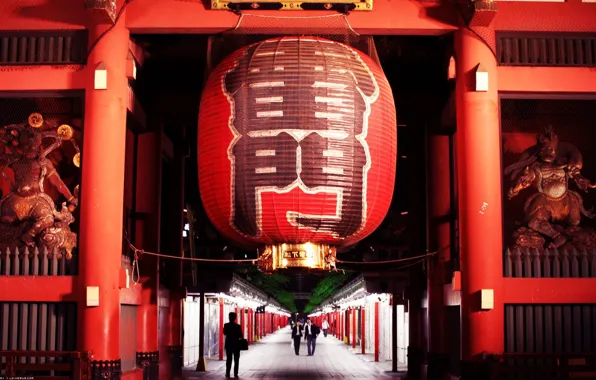 Red, Japan, lantern, Tokyo, Japan, statues, Gate Of Thunder, the Senso-JI temple