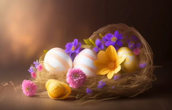 Picture flowers, eggs, Easter, socket, eggs, neural network
