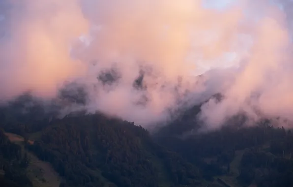 Picture summer, clouds, sunset, mountains, spring, Petrova Anastasia