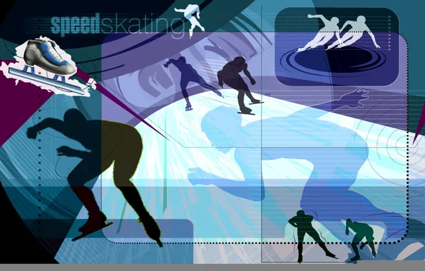 Ice, abstraction, vector, silhouette, skates, Speed Skating