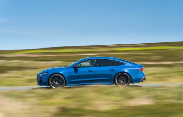 Picture Audi, blue, RS 7, side view, Audi RS7 Sportback Performance