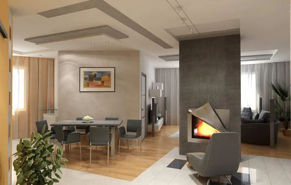 Picture design, style, interior, fireplace, living space