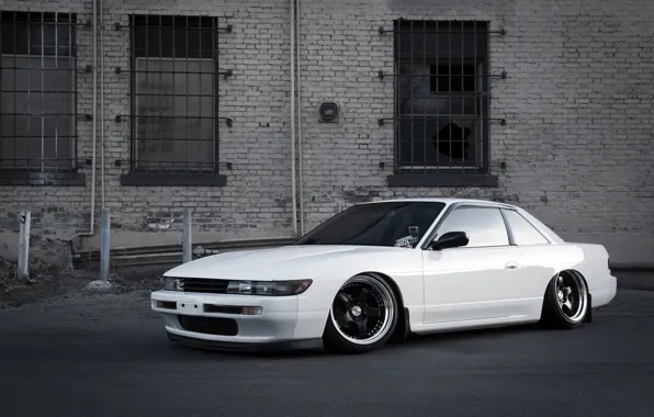 Picture wall, Windows, white, Silvia, Nissan, brick, stance, S13