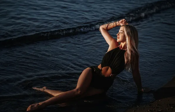 Swimsuit, water, girl, pose, figure, blonde, legs, long hair