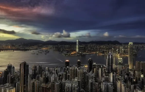 Sunset, Hong Kong, Causeway Bay