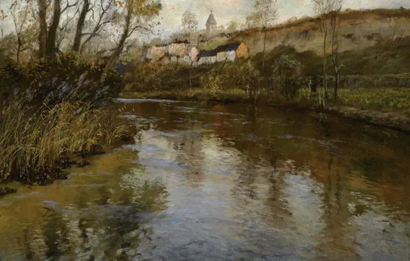 Nature, river, home, picture, River Landscape, Frits Thaulov, Frits Thaulow
