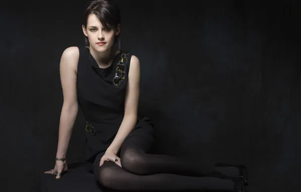 Look, background, portrait, actress, brunette, shoes, beauty, black dress