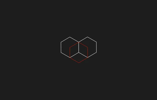 Red, Minimalism, Grey, Black, Cube, Minimal, Cub, Minimalistic