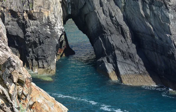 Picture wave, landscape, nature, rock, the ocean, mountain, waves, cave