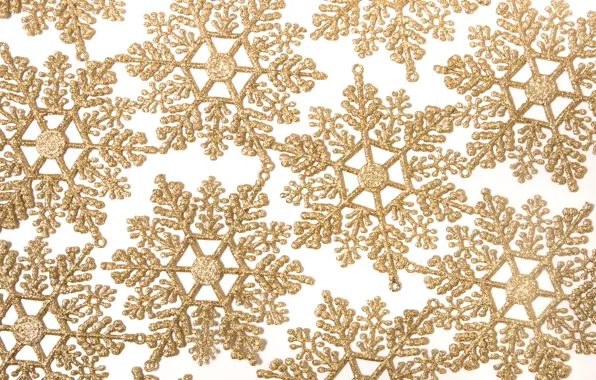 Winter, snowflakes, background, New Year, Christmas, golden, Christmas, winter