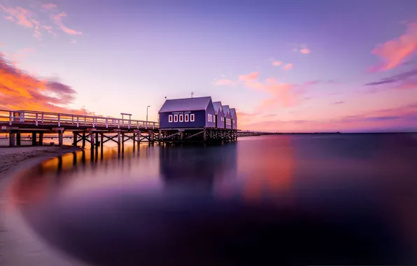 Sea, sunset, reflection, Australia, pierce