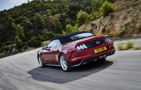 Ford, back, convertible, 2018, dark red, the soft top, Mustang Convertible