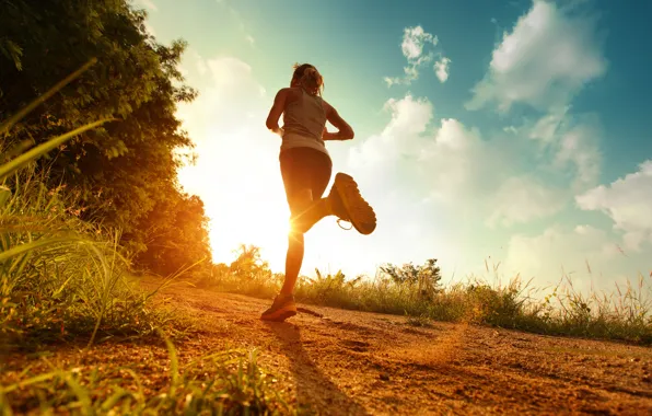 Girl, nature, sport, running, life, sun, run