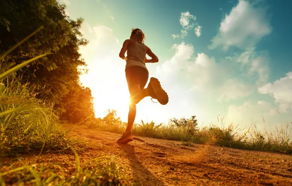 Picture girl, nature, sport, running, life, sun, run