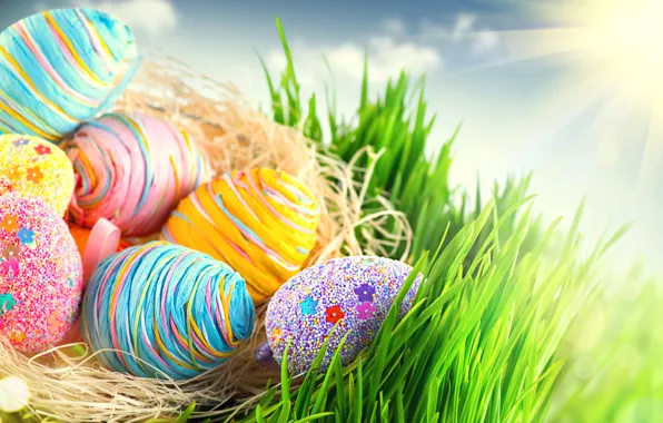 Eggs, colorful, Easter, happy, colorful, spring, Easter