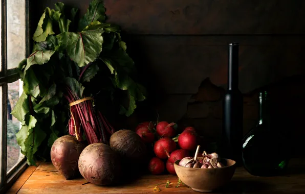 Picture vegetables, garlic, radishes, beets, Vegetables