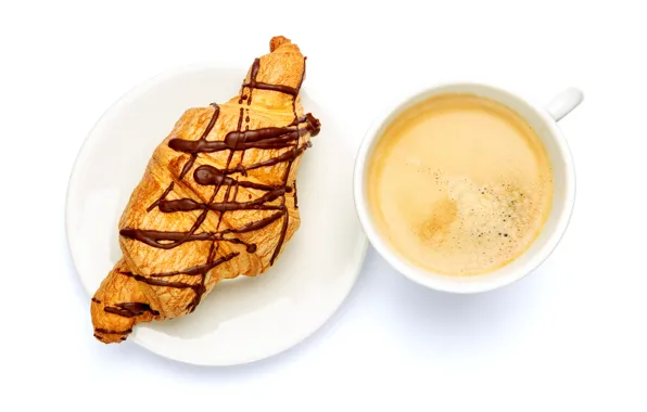 Foam, close-up, coffee, Breakfast, Cup, white background, the view from the top, saucer