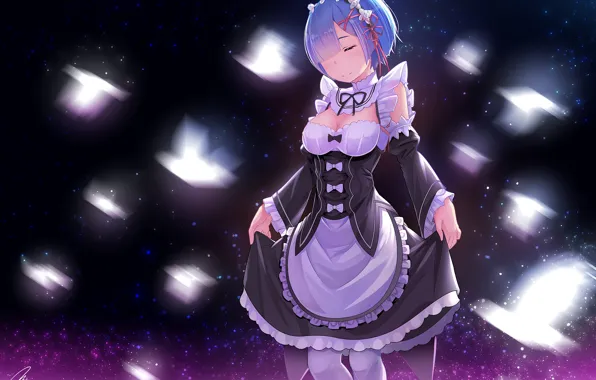 Girl, the demon, anime, the maid, art, Rem, respect, Re: Zero kara hajime chip isek …