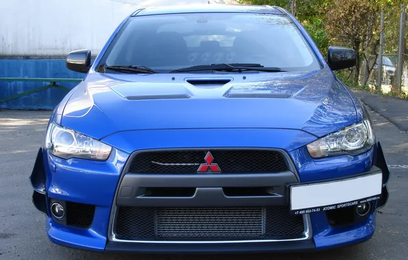 Mitsubishi, Car, Evolution, Blue, Evo