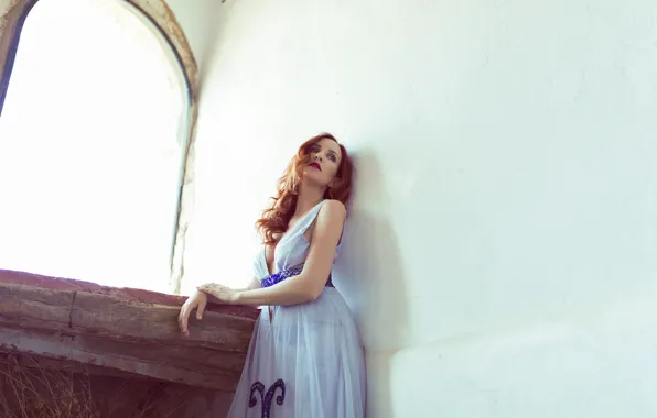 Picture girl, face, wall, hair, home, dress