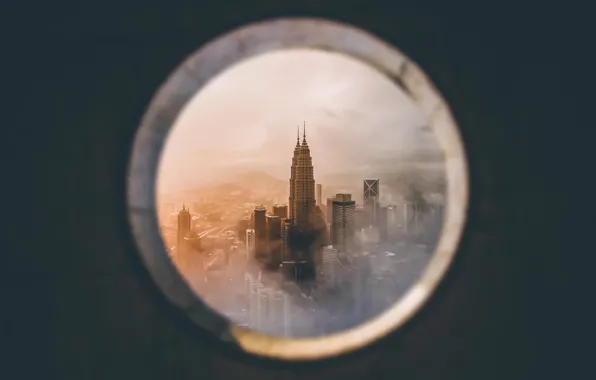 The city, window, Malaysia, Kuala Lumpur, Petronas Twin Towers