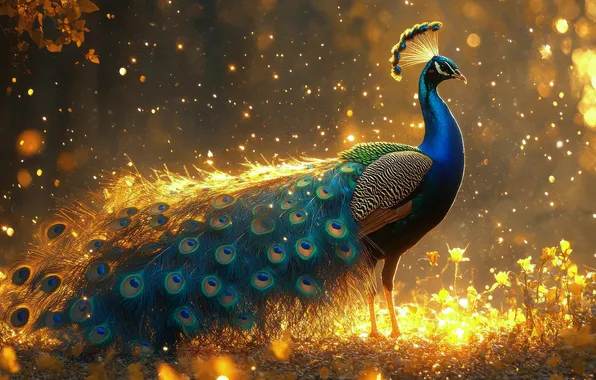 The sun, light, nature, lights, glare, lights, bird, glade