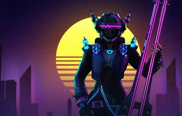 Picture style, music, styling, character, Skyforge, synthwave, retrowave