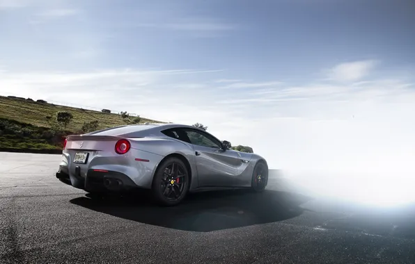 The sky, glare, grey, shadow, Ferrari, Ferrari, rear view, grey