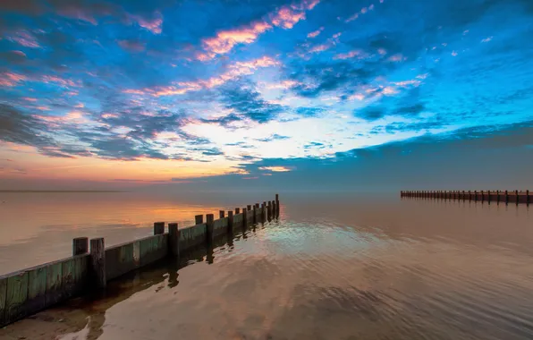 Sea, landscape, sunset