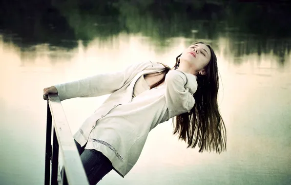 Picture BROWN hair, MOOD, POND, LAKE, PERILLA