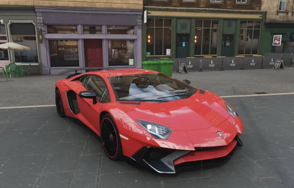 Picture Red, Street, Lambordgini, Lamborghimi Aventador, Forza Horizon 4, England Landscapes