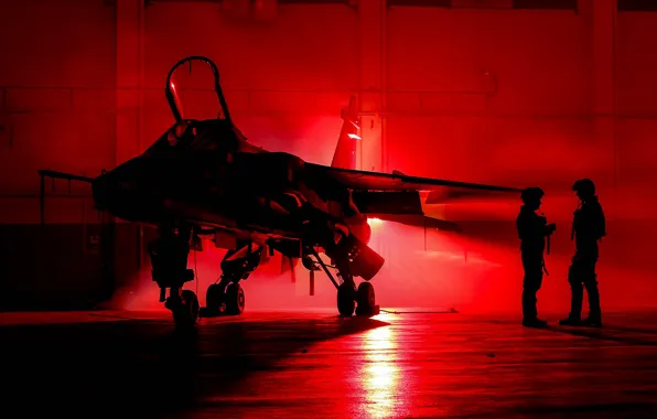 Picture Jaguar, hangar, pilots, fighter-bomber, SEPECAT